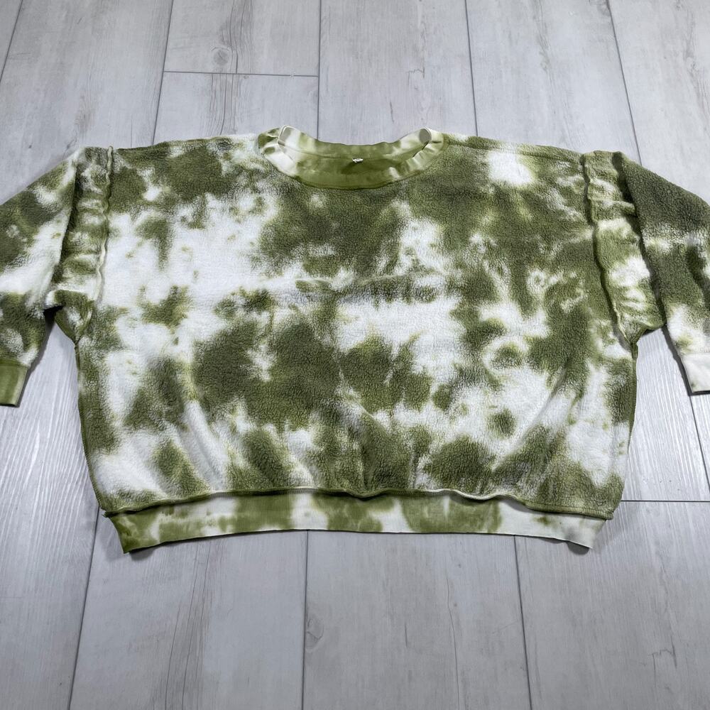 Free People Women's XS Intimately Kelly Tie Dye Sweatshirt Green White